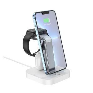 Stație de încărcare Hoco CW43 Graceful 3 în 1 cu iPhone, Apple Watch și AirPods - Încărcătoare wireless