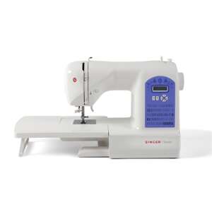 Singer Starlet 6680 sewing machine with extension table, white and purple, front view - Sewing Machine