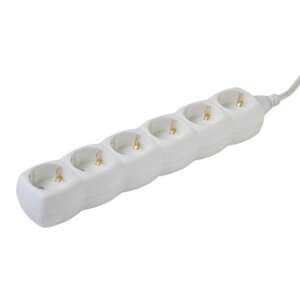 White 6-outlet power strip with 3 meter cable - Home by Somogyi