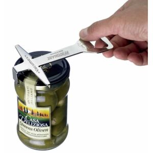 Westmark Vacumex jar and bottle opener in use, opening a jar of olives - Bottle Opener