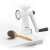 Westmark Poppy Seed Mill, manual, ceramic grinder, white, with poppy seeds in a wooden spoon