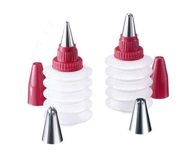 Westmark 3114 sütemény díszítő flakon 2db, 4db rozsdamentes habcsővel