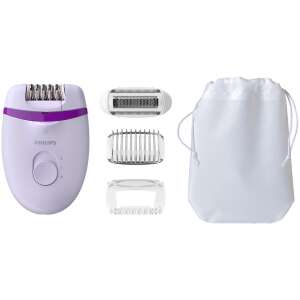 Epilator Philips Satinelle Essential cu accesorii, inclusiv o geantă de călătorie, un cap de ras, un pieptene și o cască de masaj - Philips Epilator