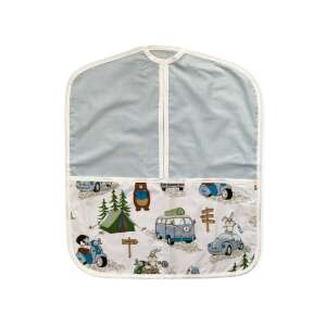 OVIS ZSÁK  autókkal és kempingezéssel, kék és fehér, két zsebbel, óvodába és bölcsődébe - Ovis zsák