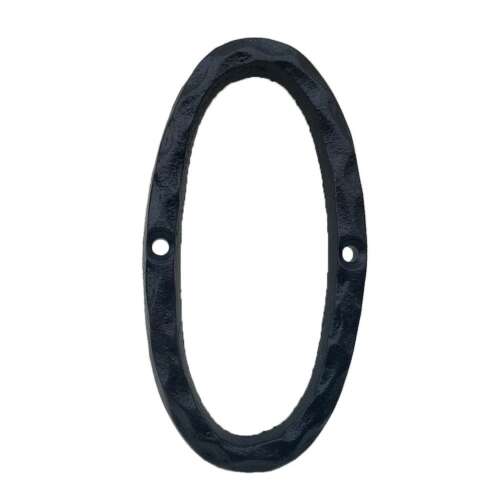 Öntöttvas házszám 0, retro stílusú, fekete - Kerti dísztárgy és szobor