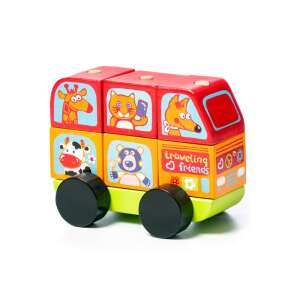 CUBIKA Happy Animals Sorter drewniany autobus z klockami zwierząt, 18 miesięcy+ - Gra