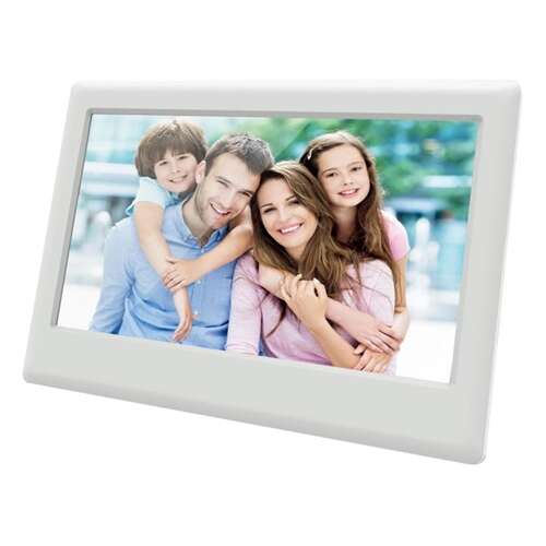 Sencor SDF742WE 7 inch digital photo frame, white, displaying family photo