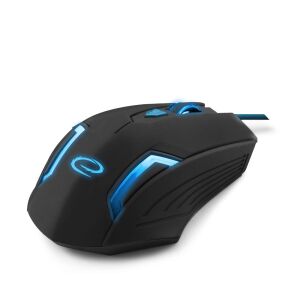 Angled view of Esperanza Fighter black and blue gaming mouse - Mouse