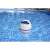 Flowclear MusicWave floating Bluetooth speaker with LED light, white and blue, in a pool