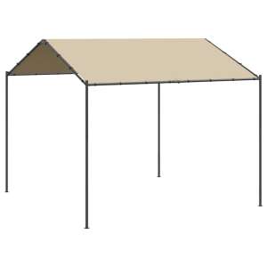 Beige steel and fabric canopy tent 3 x 3 m, side view - Garden