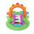 Bestway Music Land Inflatable Play Center with slide, splash pad, and piano