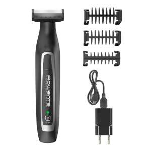 Rowenta Forever Sharp TN6000 Barttrimmer, schwarz und silber, mit 3 Trimmkämmen, Ladekabel und Adapter - Kosmetikgeräte & Zubehör