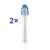 2 pack ETA electric toothbrush replacement heads, medium hardness, white and blue