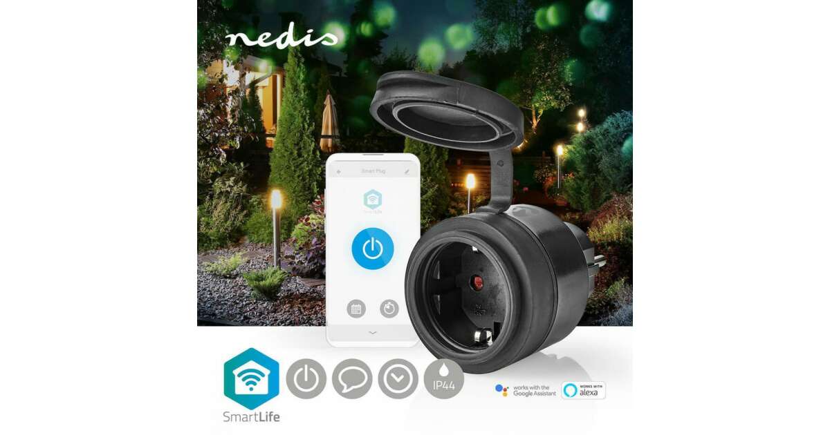 SmartLife Presa Intelligente Wi-Fi IP44 3680W – Spina Tipo F Tedesca, Compatibile Alexa E Google Home, Nero