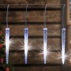 LED jégcsap fényfüzér, 15 jégcsap, 5,6 méter hosszú, fehér fény, beltéri és kültéri használatra - Fényfüzér