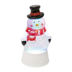 Snowman with LED lights, water swirling, glitter, and a red scarf, Christmas decoration - Lantern