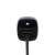Car charger with USB and microUSB ports, black, coiled cable