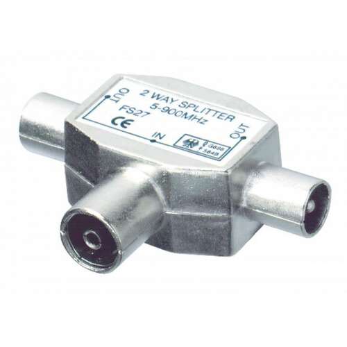 FS27 2 Way Splitter, coaxial splitter, 5-900MHz, metal, silver