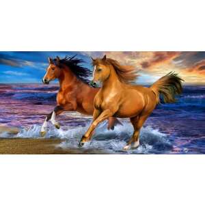 Плажна кърпа Lovas seaside 70x140cm с два коня, тичащи в морето - Homyl