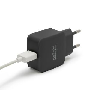 Delight Black USB Wall Charger with USB Cable - Network Adapter