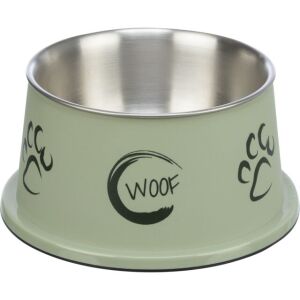 Bol pentru câini din oțel inoxidabil Trixie cu acoperire din plastic, verde deschis, 900 ml - Trixie