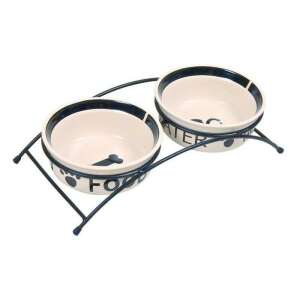 Set de boluri ceramice Trixie cu 2 boluri, cu suport, 2x0,6l, ø15 cm - Trixie Castroane si adapatori animale
