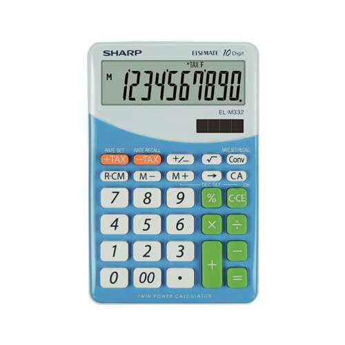 Kalkulator Sharp EL-M332 plavi, 10 znamenki, izračun poreza, dvostruka snaga