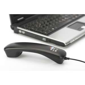 Telefon słuchawkowy USB Digitus DA-70772, czarny, do komputera, laptopa, PC, Skype, Google Chat, Google+, MSN, ICQ, X-lite, Dialpad, MediaRing, Net2phone - Sprzęt VoIP