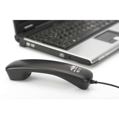 Telefon słuchawkowy USB Digitus DA-70772, czarny, do komputera, laptopa, PC, Skype, Google Chat, Google+, MSN, ICQ, X-lite, Dialpad, MediaRing, Net2phone
