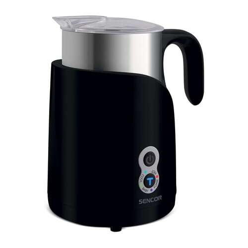 Sencor SMF 4000BK Milk Frother and Warmer, black, with stainless steel milk jug and clear lid