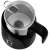Sencor SMF 4000BK Milk Frother and Warmer, black, with stainless steel milk jug and clear lid, close-up of the milk jug