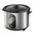 Sencor SRM 1000SS rice cooker, stainless steel and black, angled view