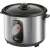Sencor SRM 1000SS rice cooker, stainless steel and black, angled view