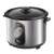 Sencor SRM 1000SS rice cooker, stainless steel and black, angled view