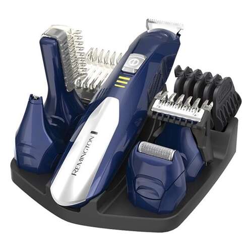 Remington PG6045 All-in-One Grooming Kit, blue, with multiple attachments for beard, body, and hair trimming