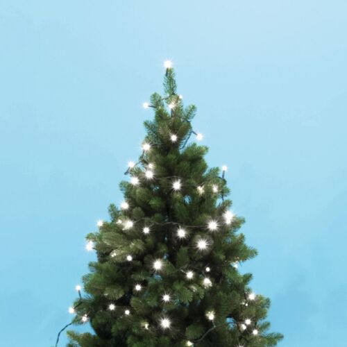 Home by Somogyi LED string lights with 100 cool white bulbs on a Christmas tree