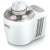 Camry CR4481 ice cream maker, white, angled view, showing the transparent lid and the brand name