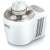 Camry CR4481 ice cream maker, white, angled view, showing the transparent lid and the brand name