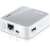 TP-Link TL-MR3020 portable router, white, angled view, showing ports and buttons