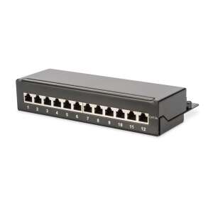 Panou de patch Digitus CAT 6A cu 12 porturi, negru, 10 Gigabit Ethernet - Panouri de corecție