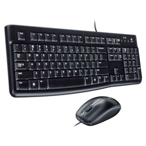 Logitech MK120 kabelgebundenes Tastatur- und Maus-Set, schwarz, US-Layout