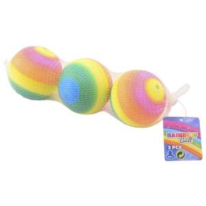 3 balenia 8 cm gumových loptičiek s dúhou v sieťovom vrecku - Gumené loptičky