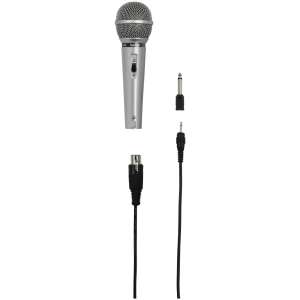Hama DM-40 Dynamic Microphone Silver with cables and adapters for karaoke and hobby use - Microphone