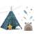Nukido blaues Stern-Tipi-Spielzelt mit Lichtern und Kissen, mit Bären- und Federdekoration