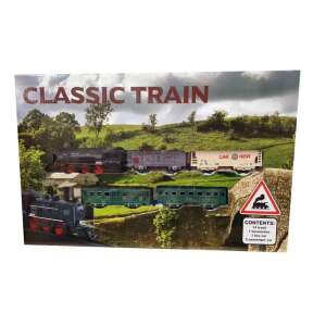 Set de tren clasic 19 piese Set de tren de jucărie cu locomotivă, vagoane de marfă, vagoane de pasageri și șine - Tren, element feroviar, autostradă