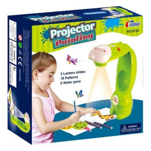 Projector Painting set with 3 lantern slides, 18 patterns, and 6 water pens