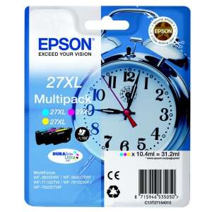 Epson 27XL Multipack Tintenpatronen, 3 Farben, CMY, für Epson WorkForce WF-3620DWF, WF-3640DTWF, WF-7110DTW, WF-7610DWF, WF-7620DTWF Drucker - Drucker & Scanner