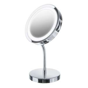 Oglindă cosmetică Adler AD 2159, Diametru 15 cm, Iluminare LED, Mărire triplă, Argintiu