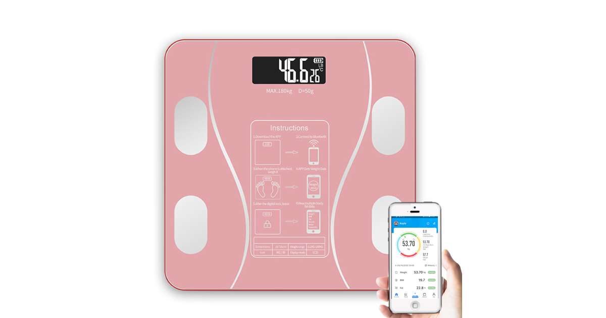 1pc Weight Scale Intelligent Digital LED Weight Scale With Fat Measure Body  Weighing Scale Smart Phone App