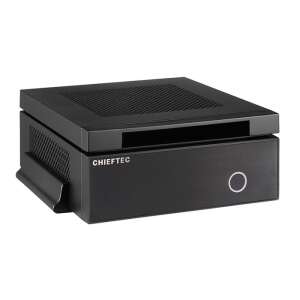 Chieftec IX-03B mITX case, black, front view - Computer Case